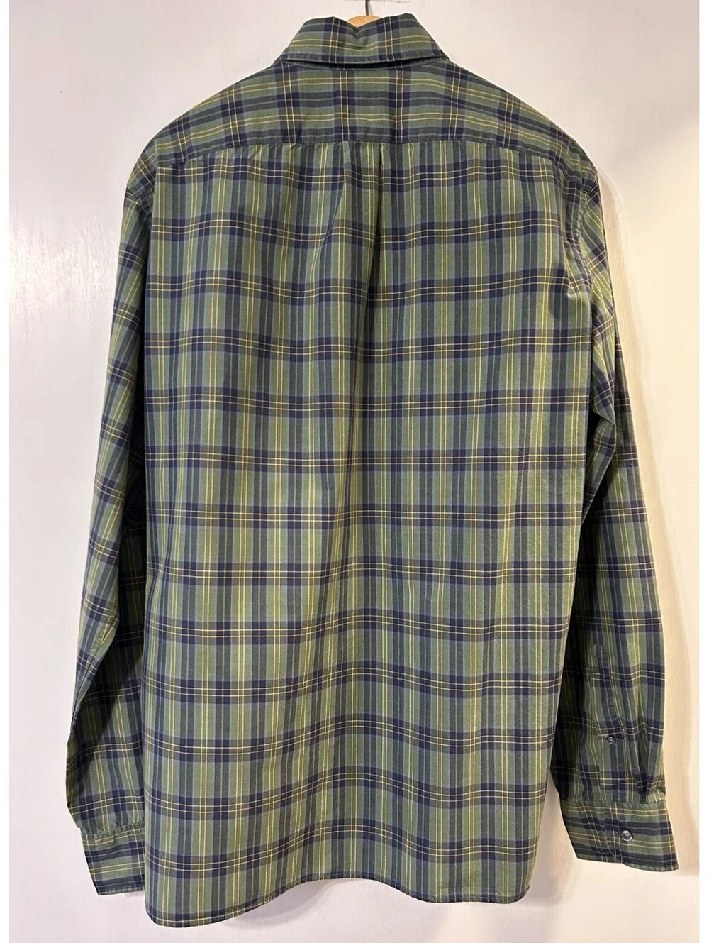 J Crew Men Slim Fit Button Down Green Plaid Long Sleeve Shirt size L